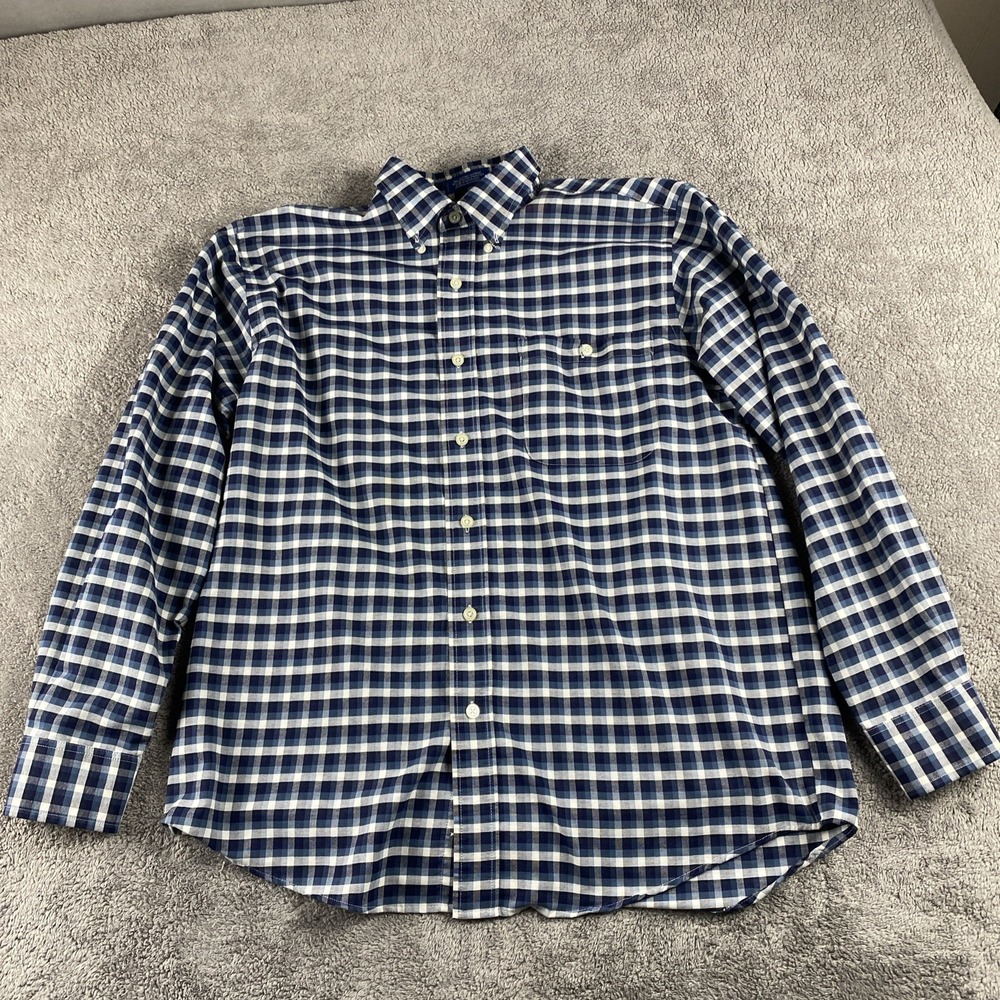 Towncraft‎ Wrinkle Free Button Up Mens Medium Blue Plaid